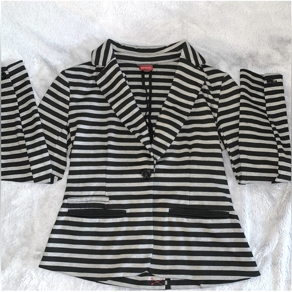 Merona black and gray striped blazer